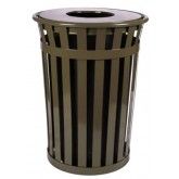 WITT Oakley Collection Outdoor Waste Receptacle with Flat Top - 36 Gallon, Brown